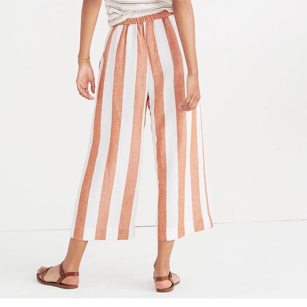 Madewell White & Rust Striped Wide-Leg Cropped Pants - Picture 2 of 8
